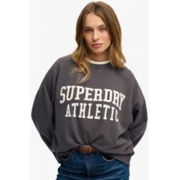 Superdry Femme Sweat-shirt Décontracté à Texte Appliqué Athletic Essentials Dark Grey Taille: 34