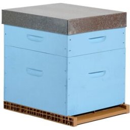 Ecoruche : Ruches Classiques en Bois Ruche colorée Dadant 10 cadres + Hausse & Fond aéré - Azur