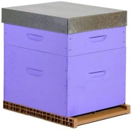 Ecoruche : Ruches Classiques en Bois Ruche colorée Dadant 10 cadres + Hausse & Fond aéré - Lavande