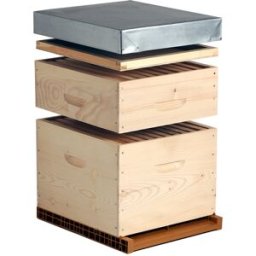Apiculture.net - Matériel apicole français Ruche Dadant 10 cadres + Hausse, Fond aéré & Cadres filés