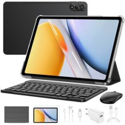 Blackview Mega2 Tablette 12 pouces, écran 2K FHD, double SIM 4G + Wi-Fi 6, 36 Go (12 + 24) de RAM + 256 Go de ROM, batterie haute capacité de 9 000 mAh, WideVine L1/Face ID, tablette de jeu avec clavier, souris, stylet et écouteurs