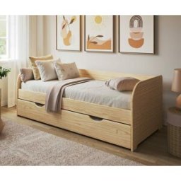 Ma Chambre d'Enfant Lit banquette ado avec sommier Bali Bois naturel 80x190 cm