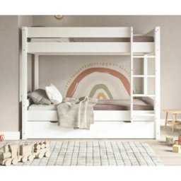 Ma Chambre d'Enfant Lit superposé gigogne enfant 3 places Yooni Blanc 90x200 cm