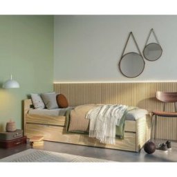 Ma Chambre d'Enfant Lit enfant avec sommier et matelas Taki Bois naturel 90x190 cm/Opt:Matelas Airfresh 15 cm
