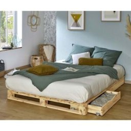 Ma Chambre d'Enfant Lit palette ado Aro Bois naturel 160x200 cm/Opt:4 tiroirs