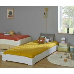 Ma Chambre d'Enfant Lit enfant avec pieds et matelas Happy Gris clair 90x190 cm/Opt:Matelas Airfresh 15 cm