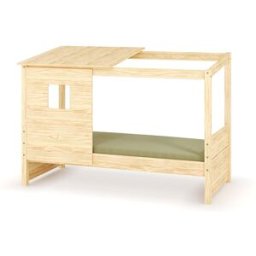 Ma Chambre d'Enfant Lit cabane enfant Combeebed Bois naturel 90x200 cm Avec caches sommier Avec toit et porte