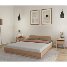 Ma Chambre d'Enfant Lit ado avec sommier Hino et tête de lit Wika Bois naturel 160x200 cm