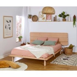 Ma Chambre d'Enfant Lit ado avec sommier Hoha et tête de lit Eon Bois naturel 160x200 cm