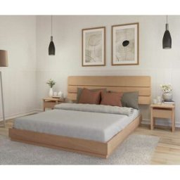 Ma Chambre d'Enfant Lit adulte avec sommier Hino et tête de lit Eon Bois naturel 160x200 cm