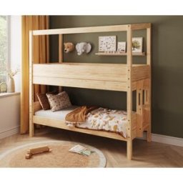 Ma Chambre d'Enfant Lit superposé cabane enfant Combeebed Bois naturel 90x200 cm Echelle petit côté Structure cabane uniquement