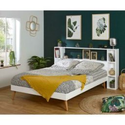 Ma Chambre d'Enfant Lit ado avec tête de lit Honey Blanc 120x190 cm