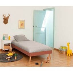 Ma Chambre d'Enfant Lit ado avec sommier et pieds Honey Terracotta 90x190 cm