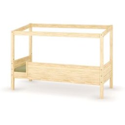 Ma Chambre d'Enfant Lit cabane enfant avec barrière Combeebed Bois naturel 90x200 cm Sans caches sommier Sans toit et porte 1 barrière
