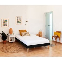 Ma Chambre d'Enfant Lit ado avec sommier et pieds Honey Noir 120x190 cm