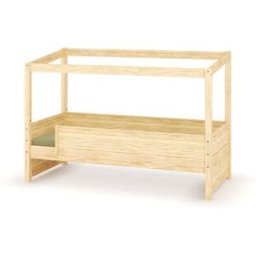 Ma Chambre d'Enfant Lit cabane enfant avec barrière Combeebed Bois naturel 90x200 cm Avec caches sommier Sans toit et porte 2 barrières