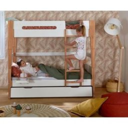 Ma Chambre d'Enfant Lit superposé enfant modulable Tallinn Blanc et bois 90x190 cm