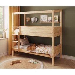 Ma Chambre d'Enfant Lit superposé cabane enfant Combeebed Bois naturel 90x200 cm Echelle grand côté Structure cabane uniquement
