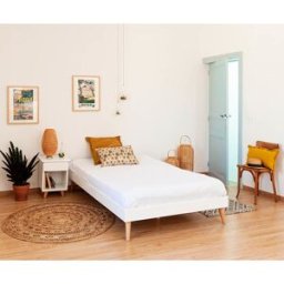 Ma Chambre d'Enfant Lit enfant avec pieds, sommier et matelas Honey Blanc 120x190 cm