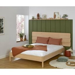 Ma Chambre d'Enfant Lit adulte avec sommier Magdae et tête de lit Eon Bois naturel 140x190 cm
