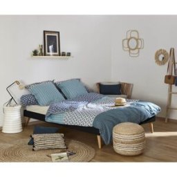 Ma Chambre d'Enfant Lit adulte avec sommier et pieds Honey Noir 140x190 cm