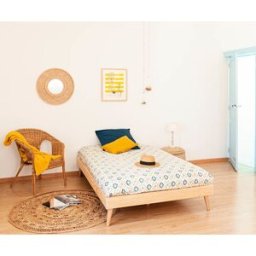 Ma Chambre d'Enfant Lit adulte avec sommier et pieds Honey Bois naturel 90x190 cm