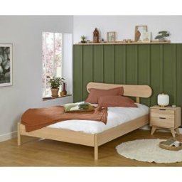 Ma Chambre d'Enfant Lit adulte avec sommier Magdae et tête de lit Wika Bois naturel 140x190 cm