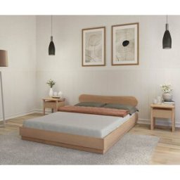 Ma Chambre d'Enfant Lit adulte avec sommier Hino et tête de lit Wika Bois naturel 120x190 cm