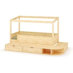 Ma Chambre d'Enfant Lit cabane enfant avec estrade Combeebed Bois naturel 90x200 cm Sans toit et porte 2 barrières