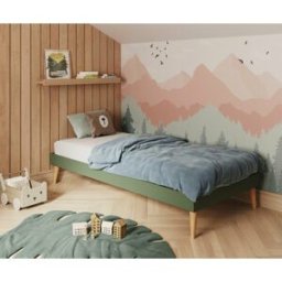 Ma Chambre d'Enfant Lit enfant avec pieds, sommier et matelas Honey Olive 90x190 cm
