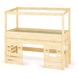 Ma Chambre d'Enfant Lit cabane mi-hauteur Combeebed Bois naturel 90x200 cm Echelle petit côté Fenêtre bas
