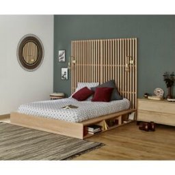 Ma Chambre d'Enfant Lit ado avec sommier et tête de lit haute Dune Bois naturel 140x190 cm