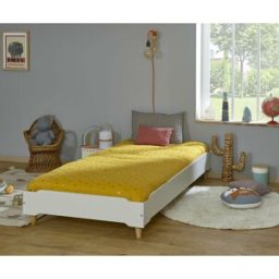Ma Chambre d'Enfant Lit enfant avec pieds et sommier Happy Gris clair 90x190 cm