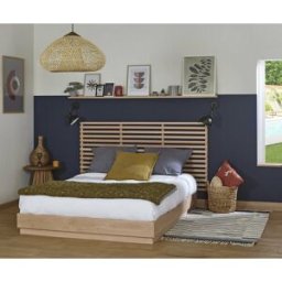 Ma Chambre d'Enfant Lit adulte avec sommier et tête de lit Hino Bois naturel 120x190 cm/Opt:Tête de lit 174 cm