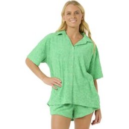 Rip Curl Chemise à Manches Courtes Las Dalias Terry Light Green S Femme