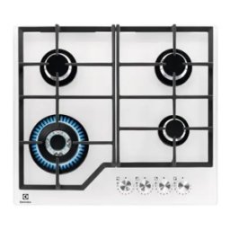 ELECTROLUX Table de cuisson gaz 4 foyers verre trempé blanche - KGG64362W