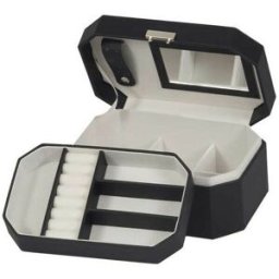 Fantasia Coffret à bijoux en simili cuir noir octogonale
