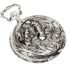 Montre gousset argentée motif cheval Bayard