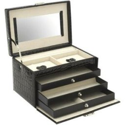 AUTRE Coffret à bijoux noir style croco