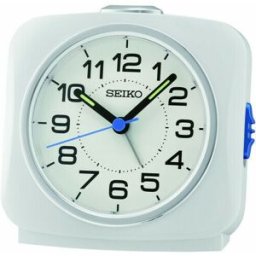 Réveil matin silencieux Seiko blanc aiguilles luminescentes couleur : Blanc