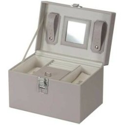 AUTRE Coffret à bijoux gris en simili cuir