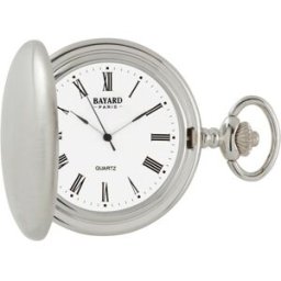 Montre à gousset argentée à clapet mat Bayard option : Chiffres romains