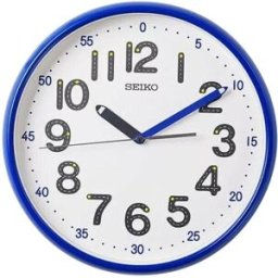 Seiko Pendule murale silencieuse bleue pour enfants