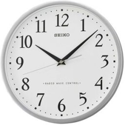 Pendule murale radio-pilotée argentée Seiko