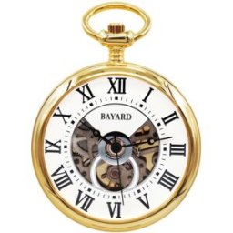 Montre gousset dorée mécanique avec chaînette Bayard