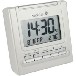 Réveil radio piloté carré blanc double alarme Vedette