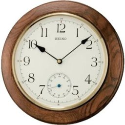 Seiko Pendule murale en bois de chêne cadran petite seconde