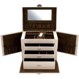 Fantasia Coffret à bijoux beige en cuir de vachette "Vanity