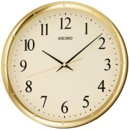 Seiko Pendule murale ronde silencieuse dorée
