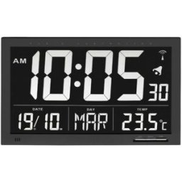 MOINEAU Horloge murale digitale noire affichage blanc